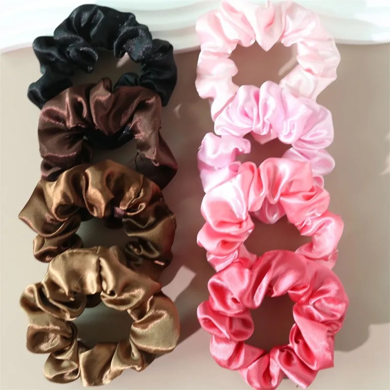 Scrunchie Satin Set - ชุดยางรัดผมแบบสครันชี่ สายรัดผม ที่มัดผมสำหรับผู้หญิงหรือเด็กผู้หญิง เครื่องประดับผมผ้าซาติน สีพื้น