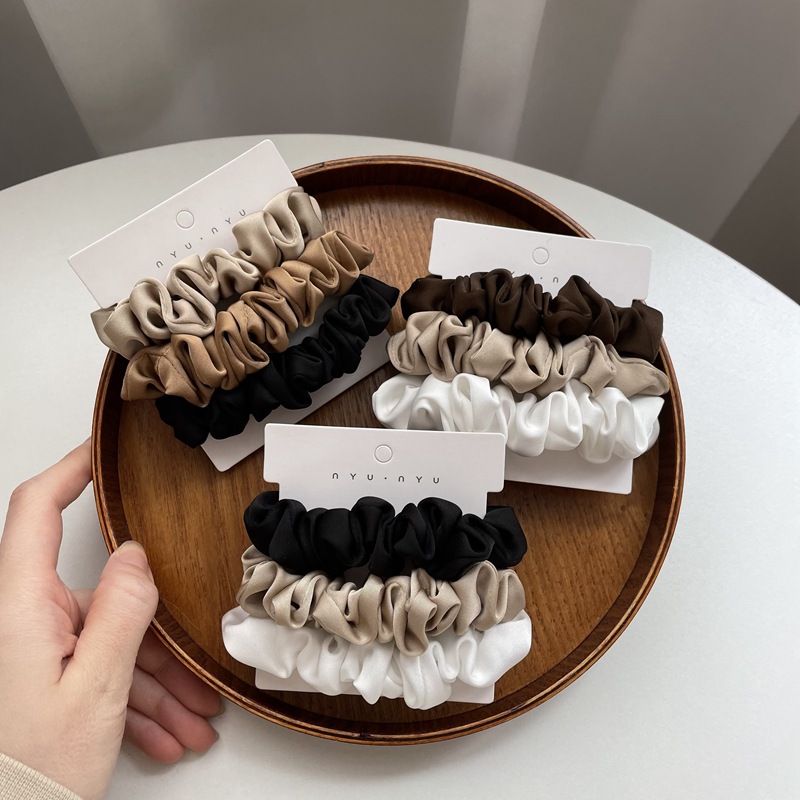 Scrunchie Satin Set - 3/4/6 ชิ้น/เซ็ตซาติน Scrunchies ผู้หญิงสีทึบเชือกผม Elegant ผู้ถือหางม้ายางวงยืดหยุ่น