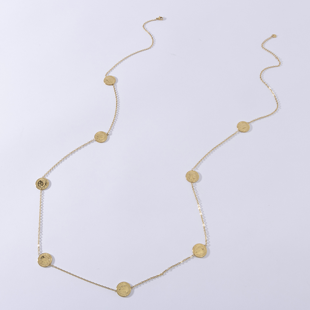 Coin Necklace Delicate - LUIZADA สแตนเลสดีไซน์ทันสมัยสร้อยคอเหรียญสำหรับผู้หญิงใช้ทุกวันแฟชั่นของขวัญที่ละเอียดอ่อน