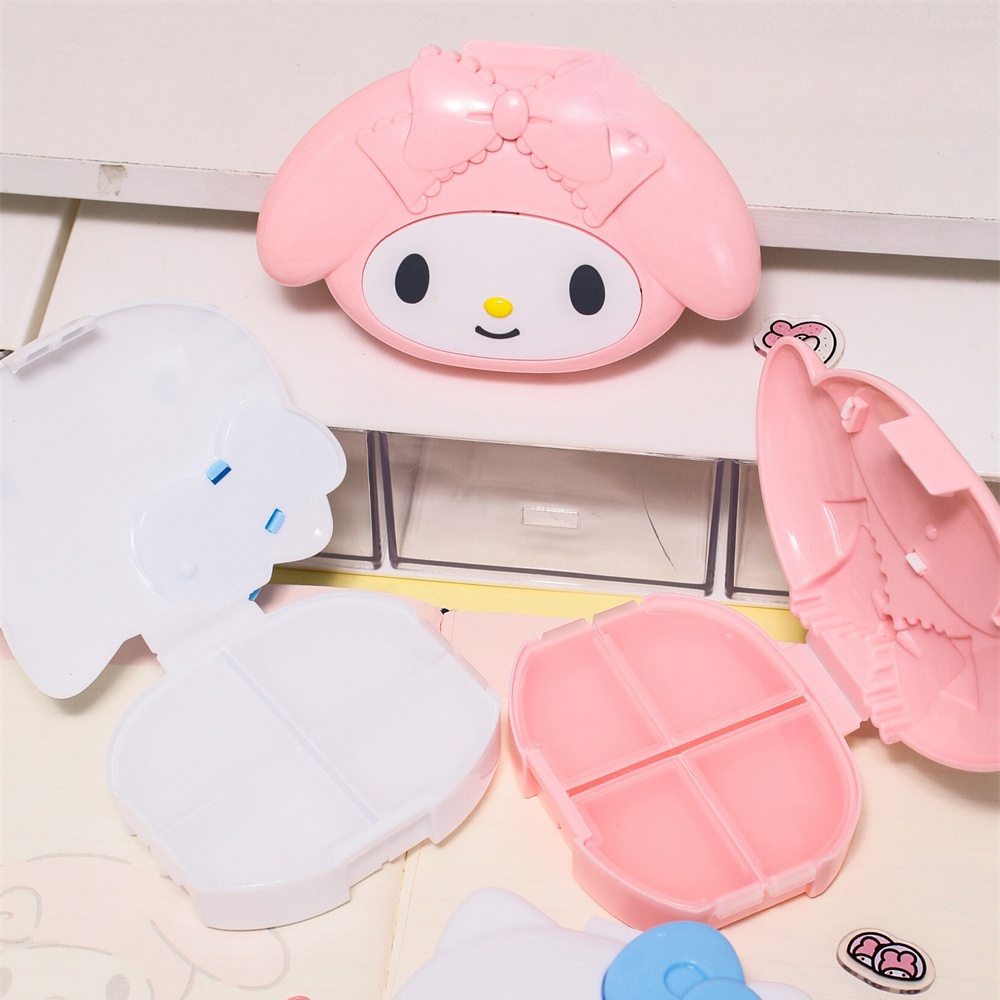 Women Accessories Gift Box - ของแท้ซานริโอ เฮลโล คิตตี้ มายเมโลดี้กล่องใส่ยาแบบพกพาการ์ตูนที่เก็บยาสำหรับเดินทางคอนเทนเนอร์ผู้หญิงของขวัญสำหรับเด็กผู้หญิง