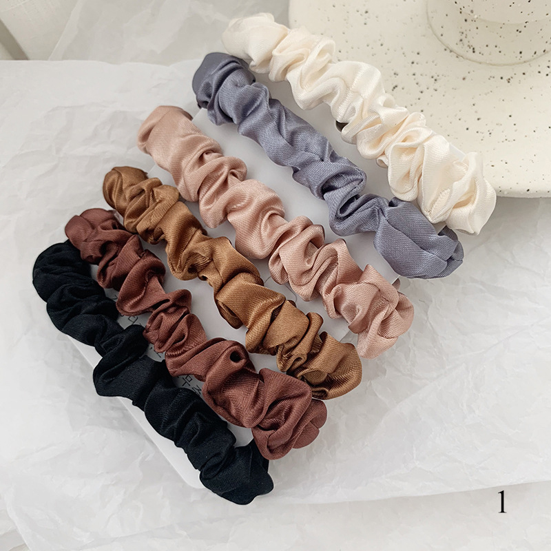 Scrunchie Satin Set - 1 ชุดซาตินผ้าไหมสี Scrunchies ผมวงยืดหยุ่นผมใหม่หญิงสาวอุปกรณ์เสริมผมผู้ถือหางม้าผมผูกเชือก