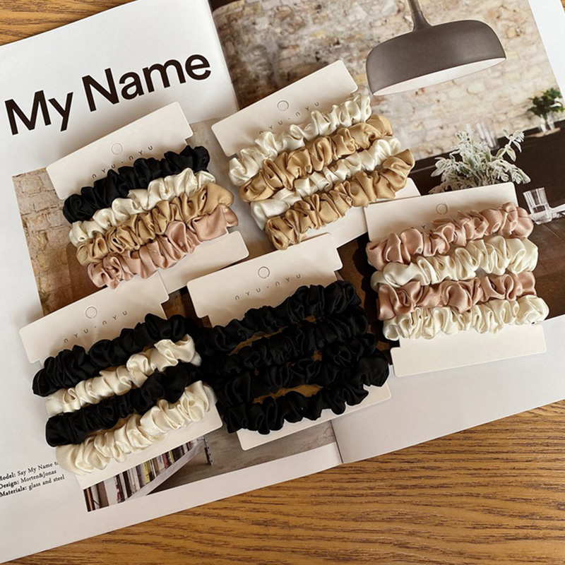 Scrunchie Satin Set - 4 ชิ้น/เซ็ตซาตินผ้าไหม Scrunchies ผมวงยืดหยุ่นผมผู้หญิงขนาดเล็กผู้ถือหางม้าผม Tie ยางวงผมอุปกรณ์เสริม