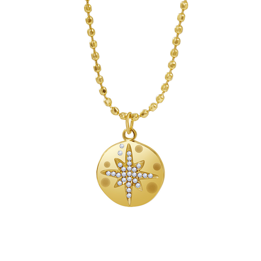 Coin Necklace Delicate - สร้อยคอสแตนเลสสำหรับผู้หญิงสร้อยคอหินแผ่นดิสก์คริสตัลที่ละเอียดอ่อนทันสมัยจี้แฟชั่นทันสมัยของขวัญเครื่องประดับสำหรับผู้หญิง
