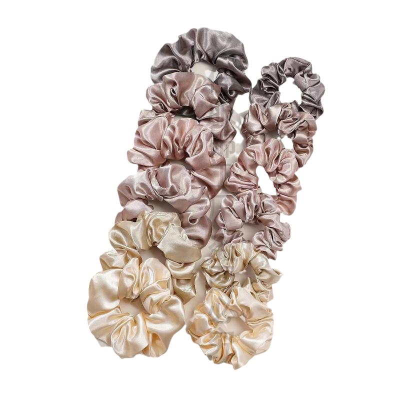 ยางรัดผมสีพื้นเรียบง่าย 12 ชิ้ - Scrunchie Satin Set บทวิจารณ์และราคา