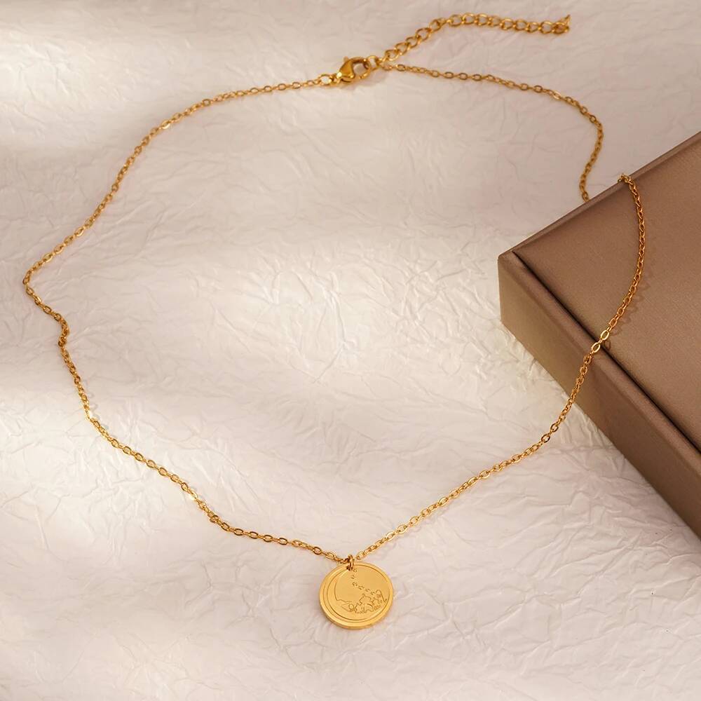 สร้อยคอจี้ทรงกลมลายเหรียญพระจั - Coin Necklace Delicate บทวิจารณ์และราคา