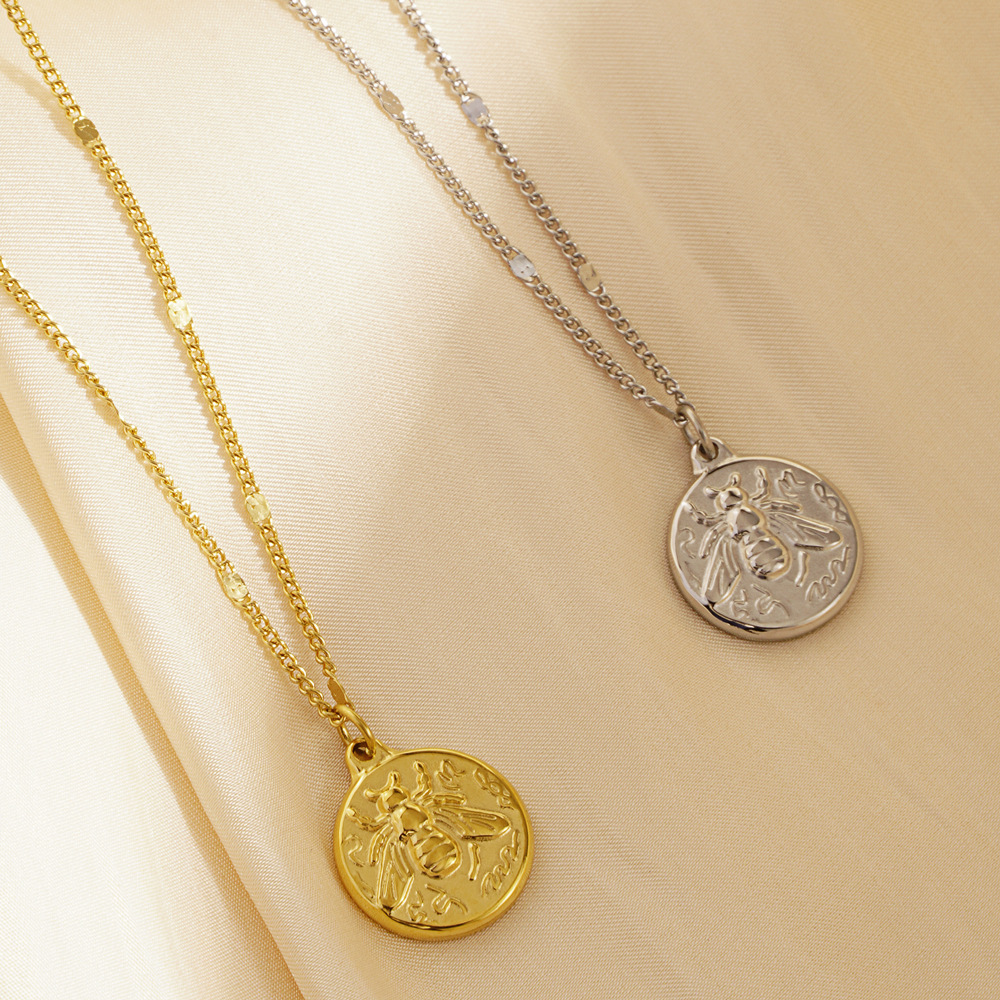 สร้อยคอจี้รูปผึ้งเคลือบทองสำหร - Coin Necklace Delicate บทวิจารณ์และราคา