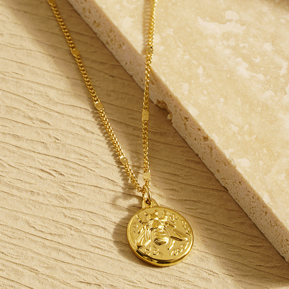สร้อยคอจี้รูปผึ้งเคลือบทองสำหร - Coin Necklace Delicate บทวิจารณ์และราคา