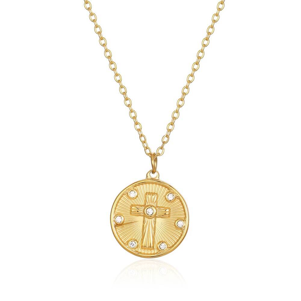 สร้อยคอจี้รูปไม้กางเขนประดับเพ - Coin Necklace Delicate บทวิจารณ์และราคา