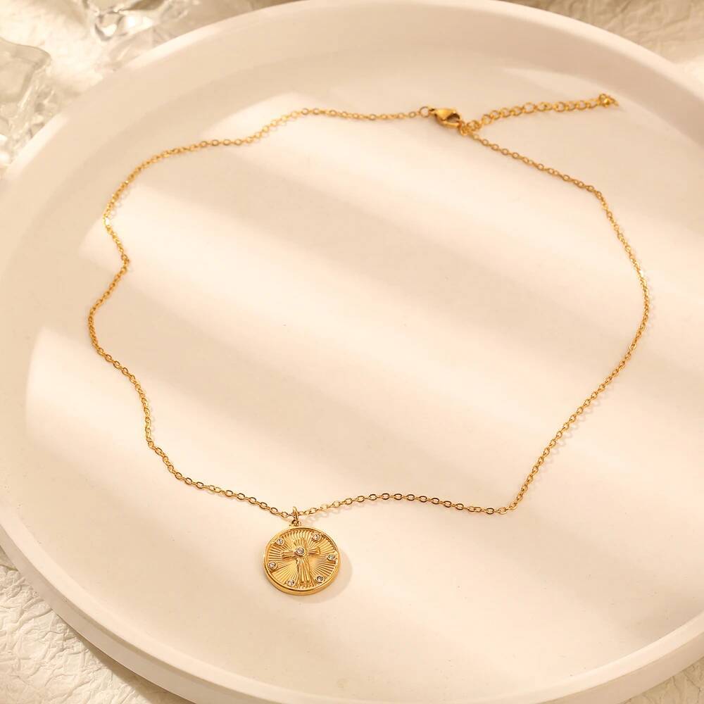 สร้อยคอจี้รูปไม้กางเขนประดับเพ - Coin Necklace Delicate บทวิจารณ์และราคา