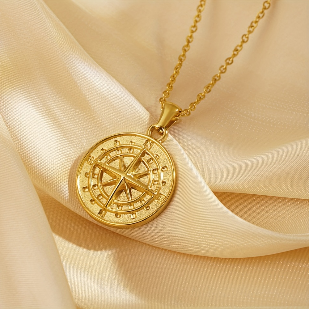 สร้อยคอจี้เหรียญวงกลมลายเข็มทิ - Coin Necklace Delicate บทวิจารณ์และราคา