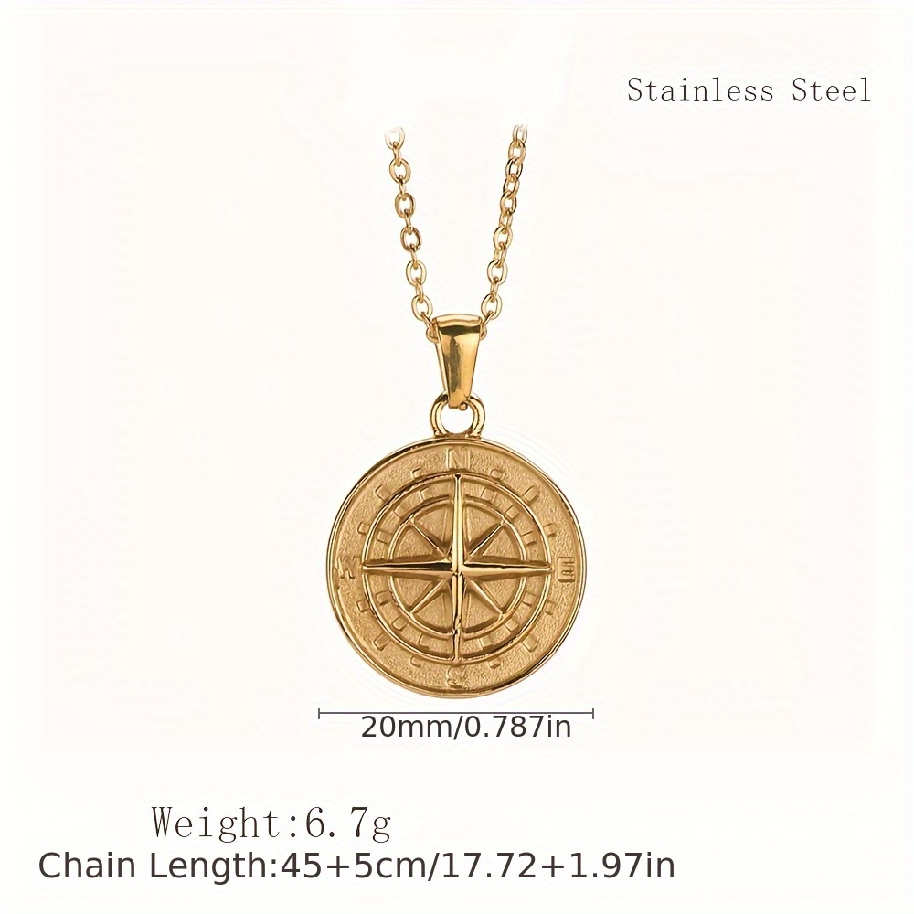 สร้อยคอจี้เหรียญวงกลมลายเข็มทิ - Coin Necklace Delicate บทวิจารณ์และราคา