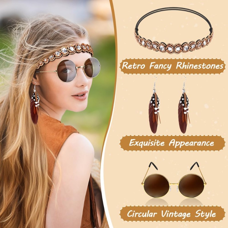 5 ชิ้น อุปกรณ์เสริมชุดฮิปปี้สำ - Women'S Accessories In The 70S บทวิจารณ์และราคา