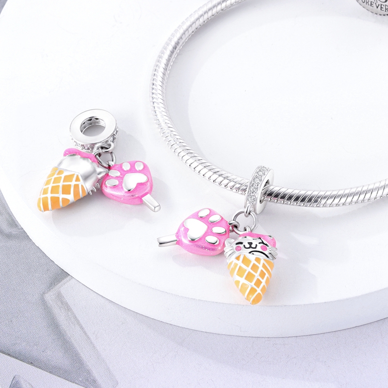 ใหม่ 925 เงินสีชมพูKitten Gour - Women Accessories Pandora บทวิจารณ์และราคา