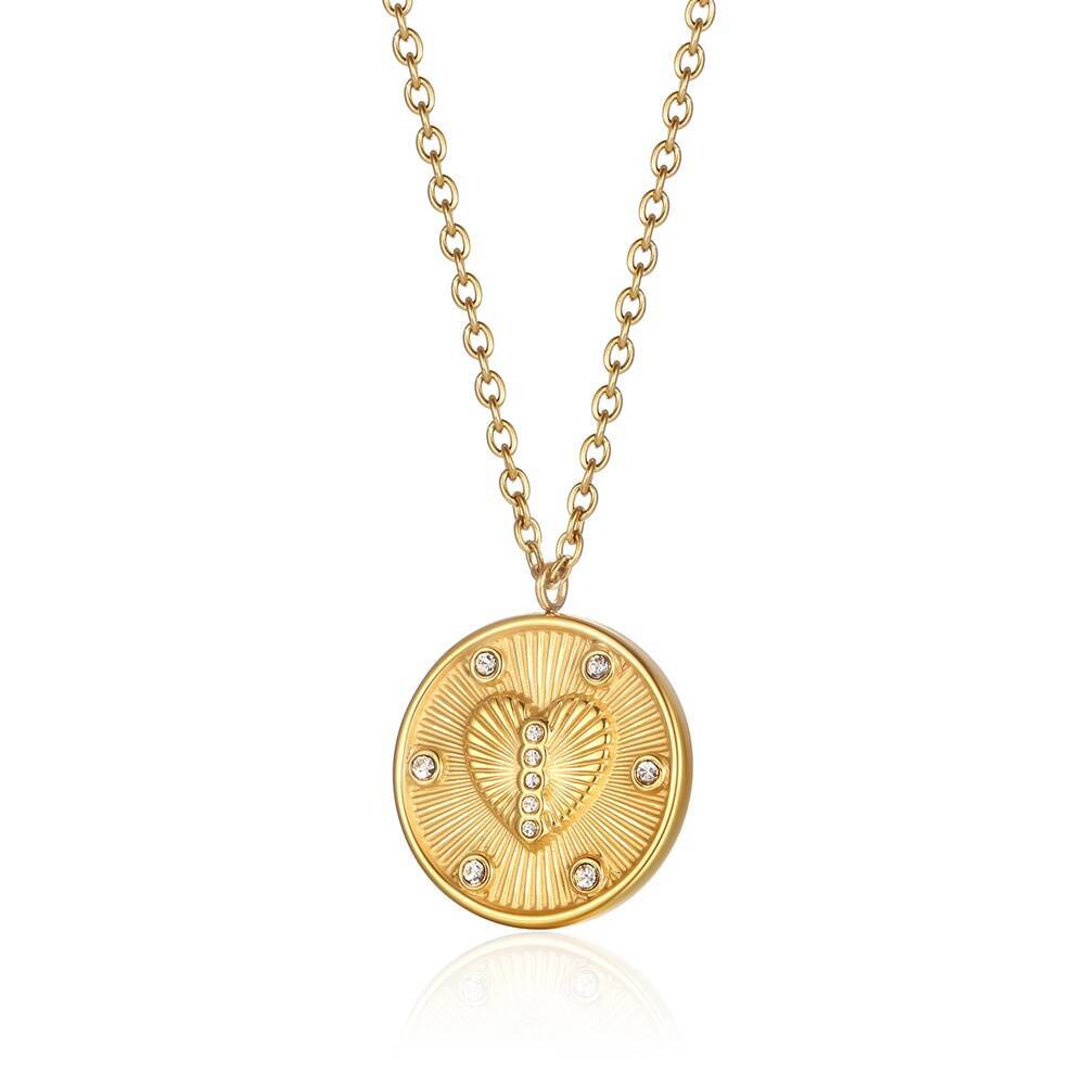 สร้อยคอจี้เหรียญรูปหัวใจประดับ - Coin Necklace Delicate บทวิจารณ์และราคา