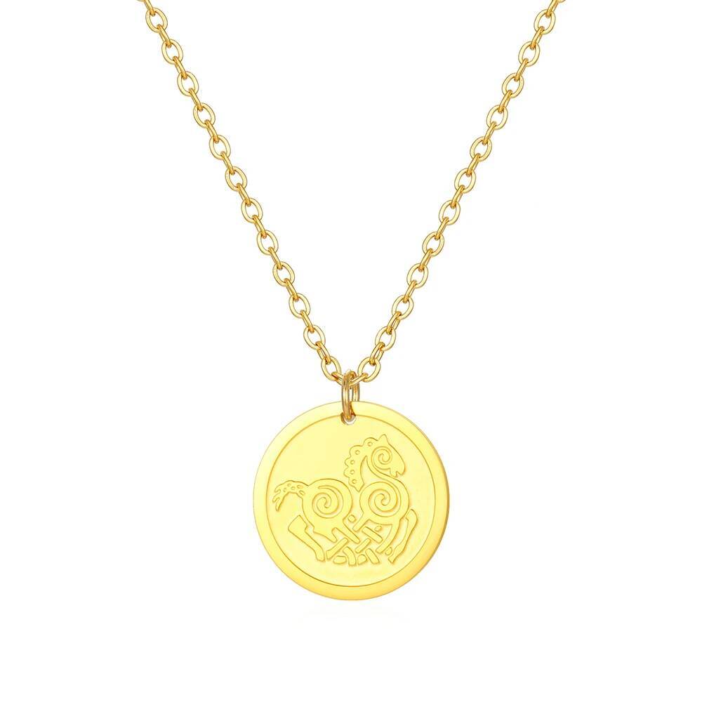 สร้อยคอจี้สแตนเลสสตีลลายม้าโทร - Coin Necklace Delicate บทวิจารณ์และราคา