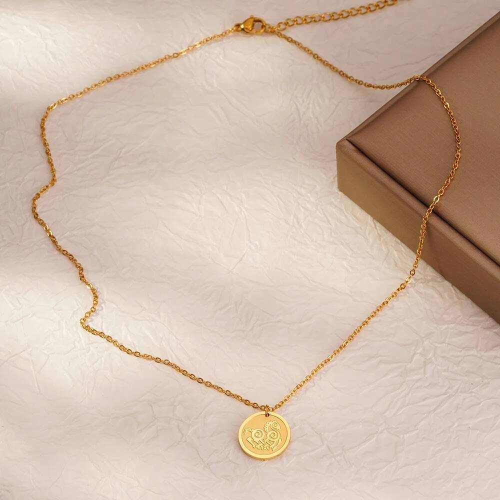 สร้อยคอจี้สแตนเลสสตีลลายม้าโทร - Coin Necklace Delicate บทวิจารณ์และราคา