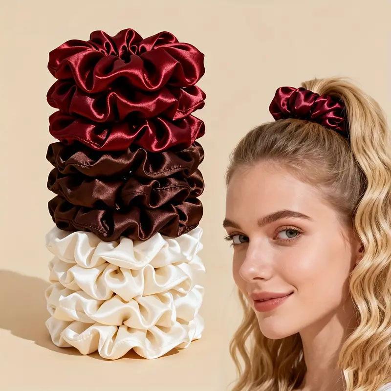 กิ๊บติดผมผ้าซาตินสีพื้นแบบใหม่ - Scrunchie Satin Set บทวิจารณ์และราคา