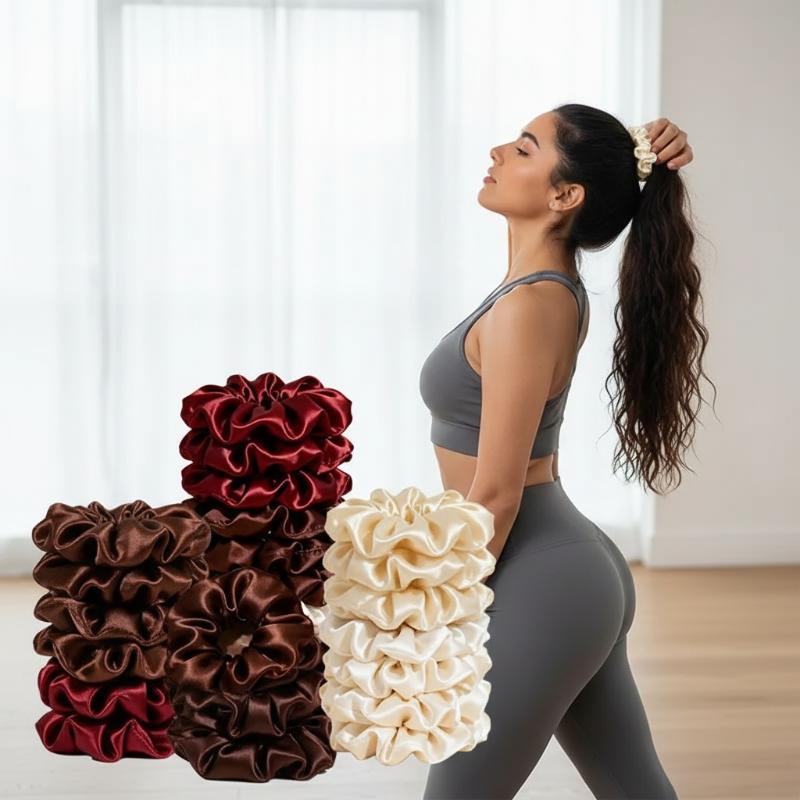 กิ๊บติดผมผ้าซาตินสีพื้นแบบใหม่ - Scrunchie Satin Set บทวิจารณ์และราคา