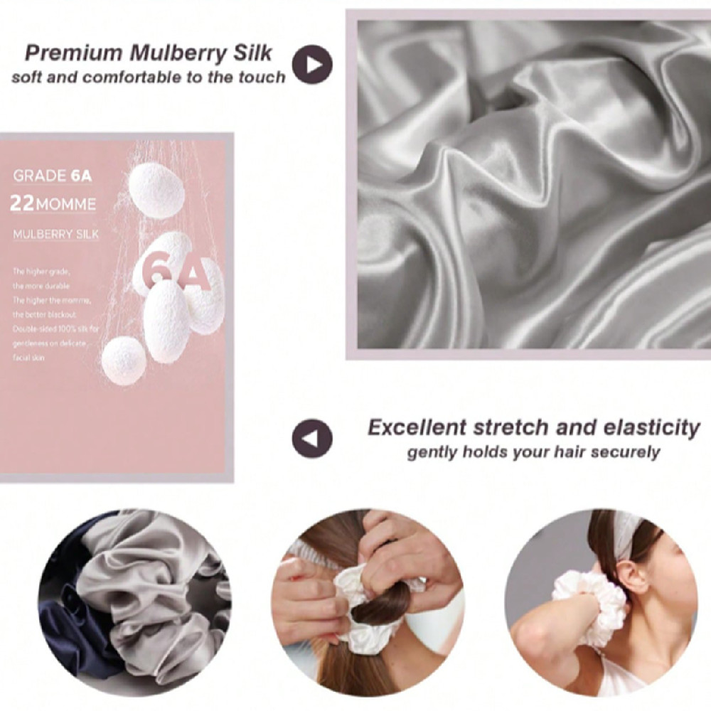 4PCS ชุด 100%ผ้าไหมยางรัดผมผ้า - Scrunchie Satin Set บทวิจารณ์และราคา