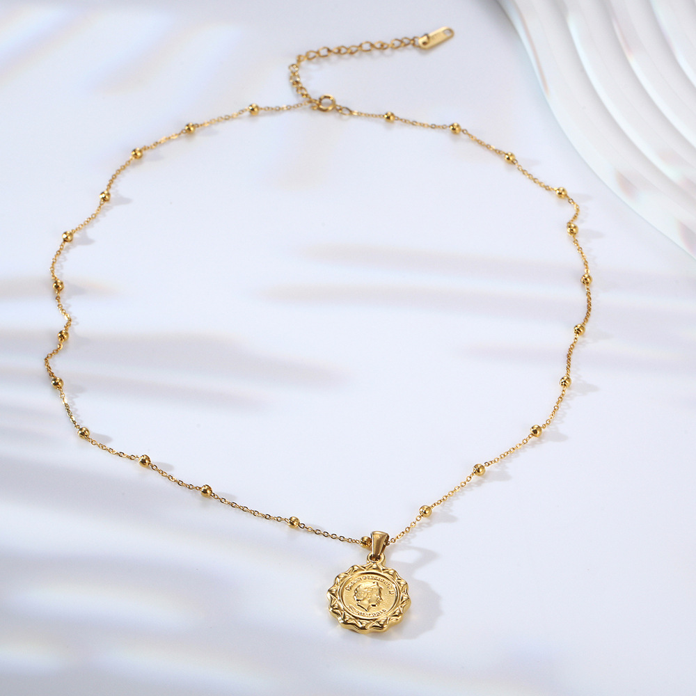 สร้อยคอจี้เหรียญสแตนเลสสตีลรูป - Coin Necklace Delicate บทวิจารณ์และราคา