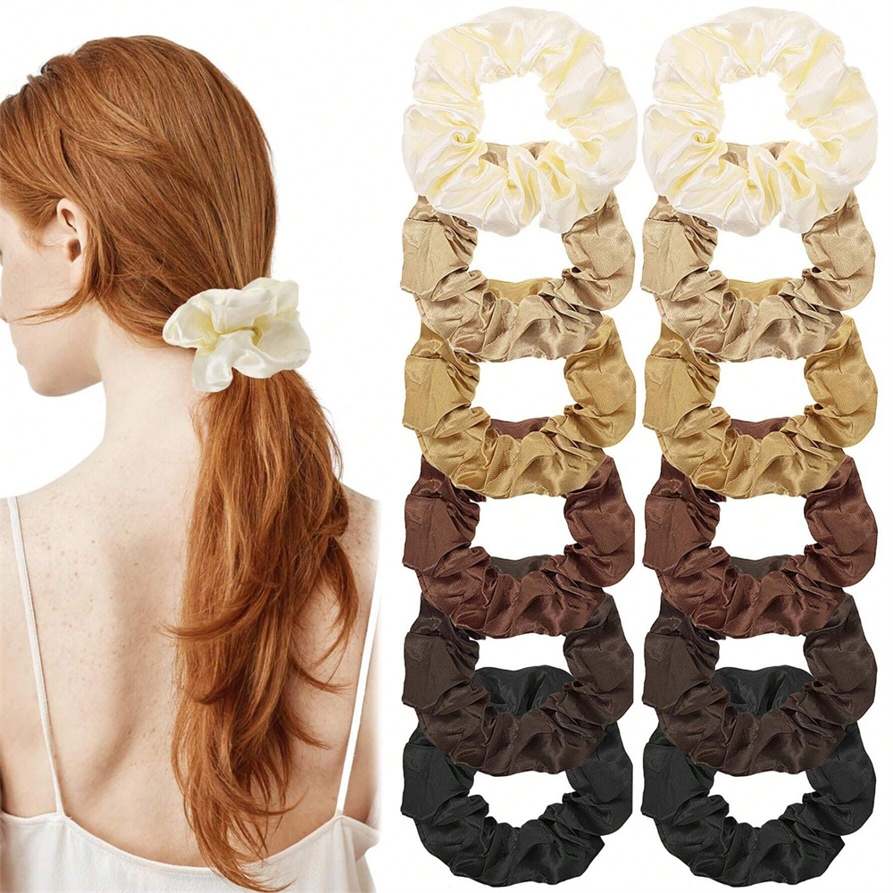12 ชิ้น/เซ็ตซาติน Scrunchies ส - Scrunchie Satin Set บทวิจารณ์และราคา