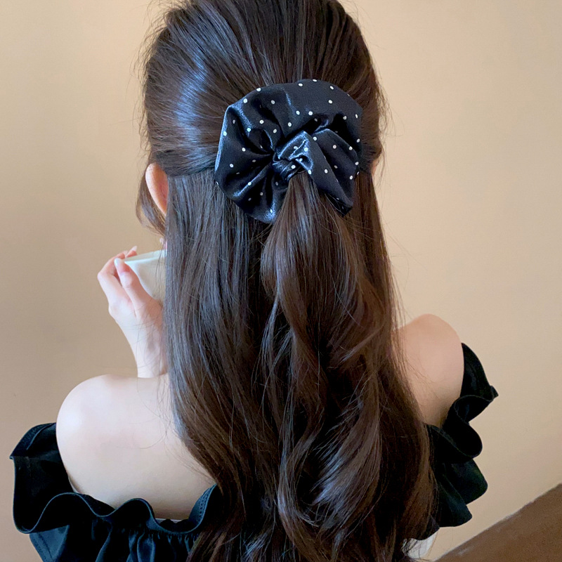 ยางรัดผมลายจุดสีดำขาว 1/2 ชิ้น - Scrunchie Satin Set บทวิจารณ์และราคา