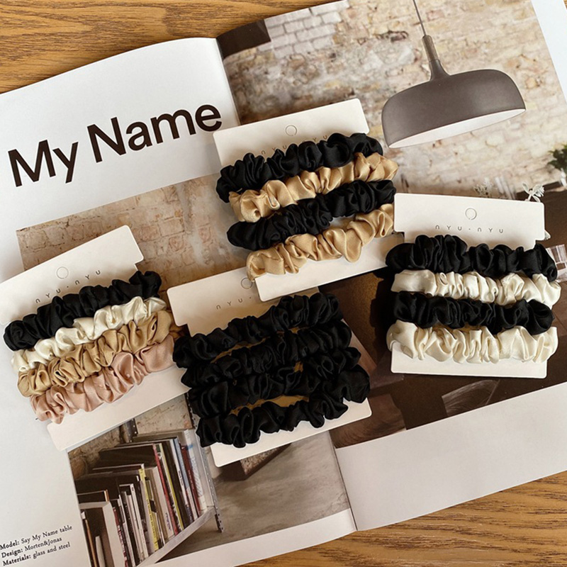 4 ชิ้น/เซ็ตซาตินผ้าไหม Scrunch - Scrunchie Satin Set บทวิจารณ์และราคา