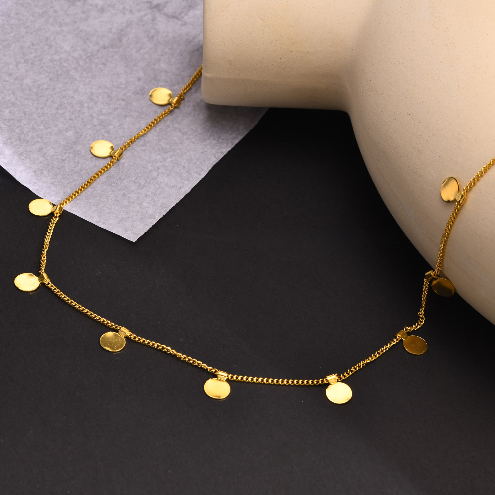 สร้อยคอแผ่นดิสก์หลายเหรียญขนาด - Coin Necklace Delicate บทวิจารณ์และราคา